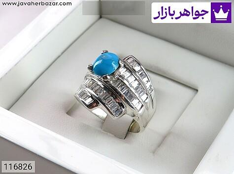 انگشتر نقره فیروزه نیشابوری مجلسی زنانه - 116826