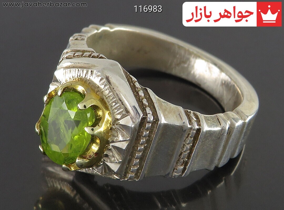 انگشتر نقره زبرجد بی نظیر مردانه دست ساز