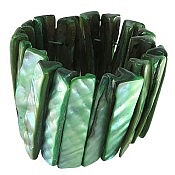 دستبند سنگی صدف سبز درشت زنانه رنگ تقویت شده