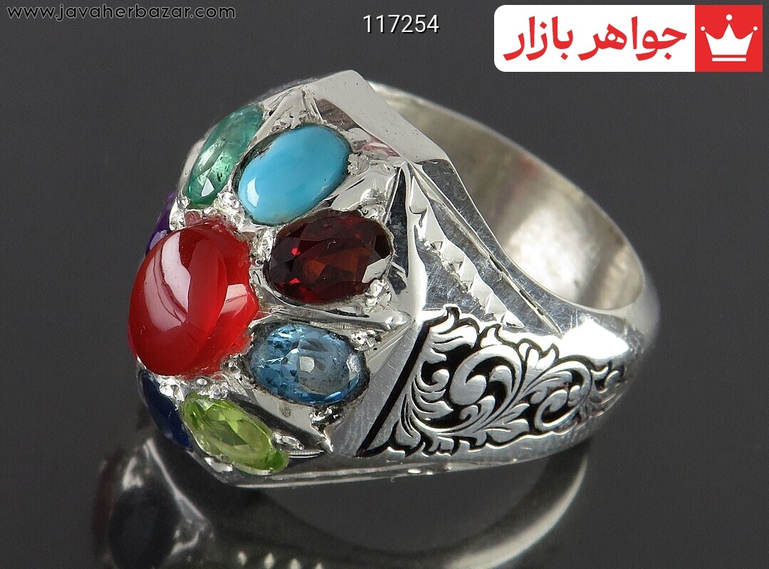 انگشتر نقره چندنگین اشرافی مردانه دست ساز