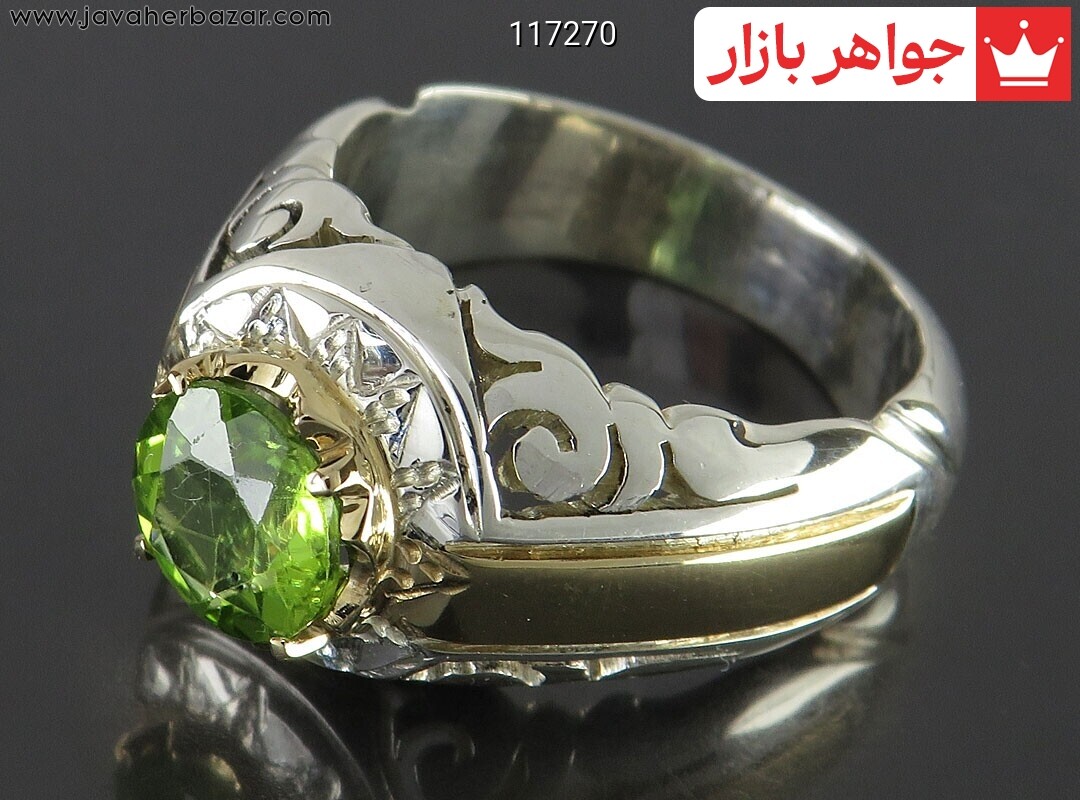 انگشتر نقره زبرجد ارزشمند فاخر مردانه دست ساز با برلیان اصل