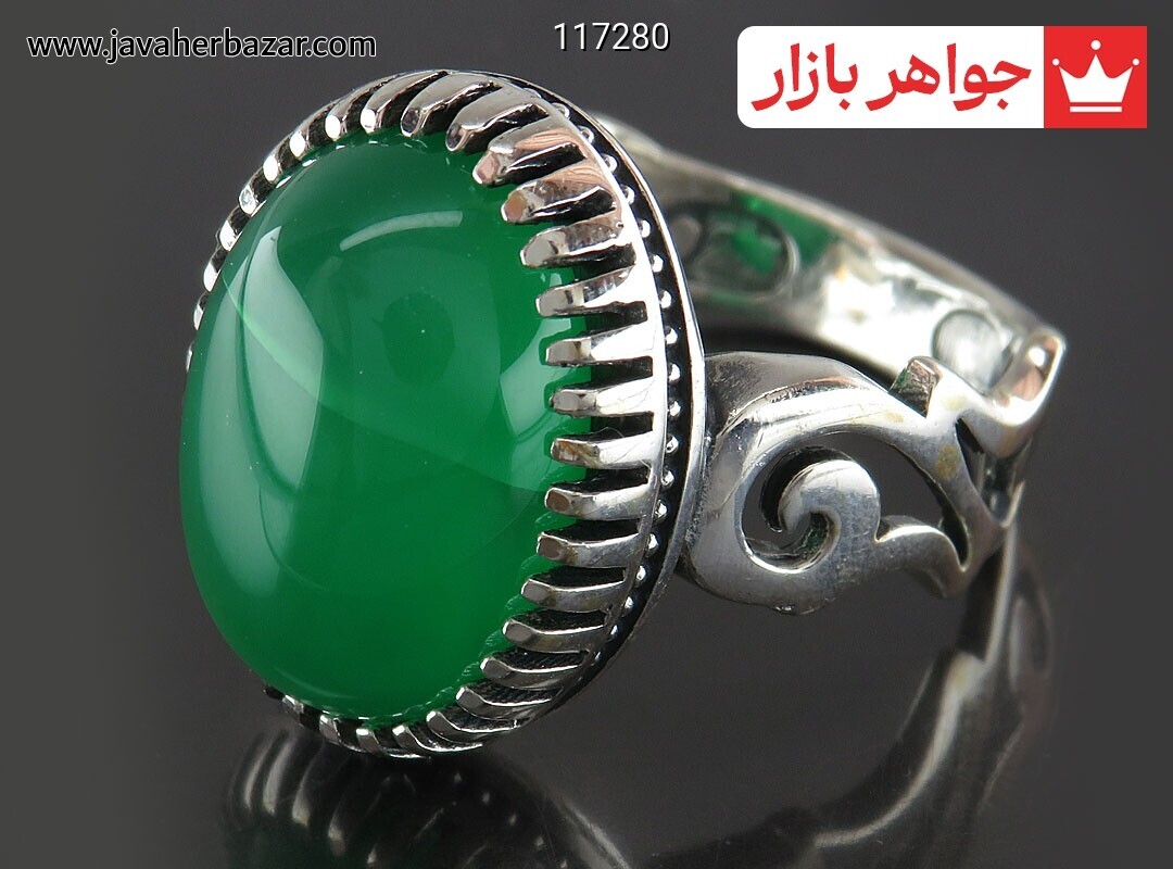 انگشتر نقره عقیق سبز زیبا مردانه