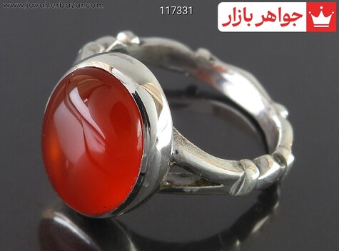 انگشتر نقره عقیق یمنی قرمز مردانه