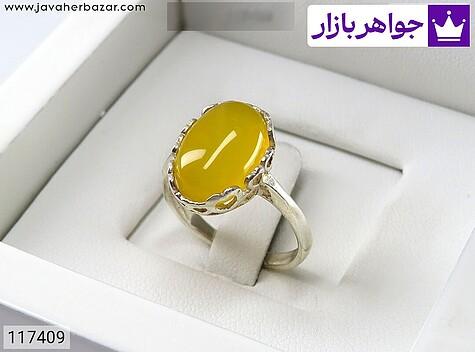 انگشتر نقره عقیق زرد طرح قلب زنانه - 117409