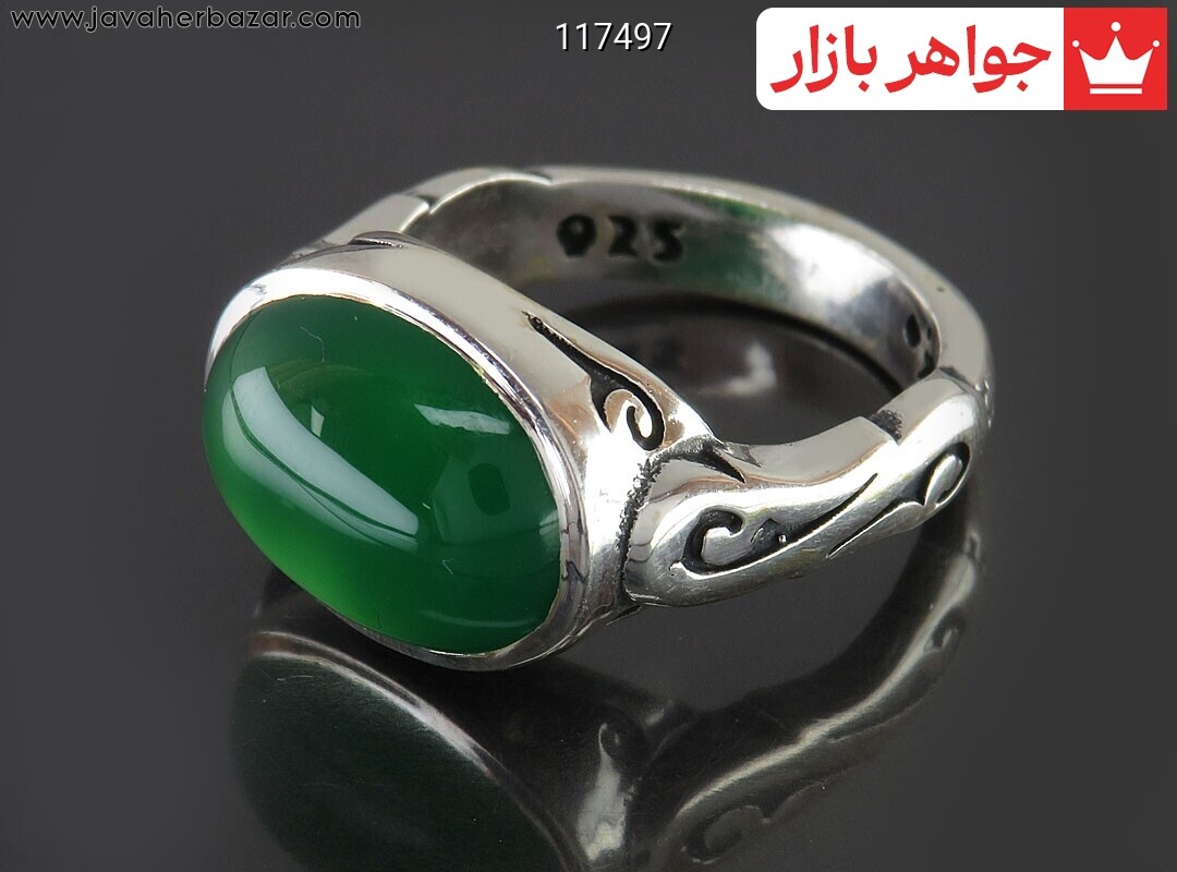انگشتر نقره عقیق سبز زیبا مردانه