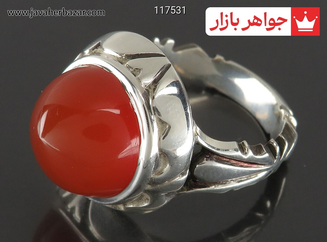 انگشتر نقره عقیق یمنی کم نظیر خاص مردانه دست ساز
