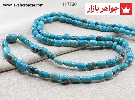 تسبیح فیروزه نیشابوری 101 دانه خوش طرح رنگ تقویت شده - 117730