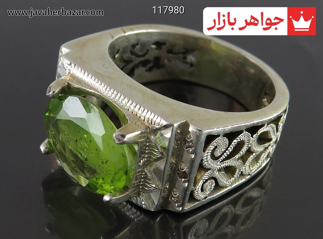 انگشتر نقره زبرجد اشرافی مردانه دست ساز
