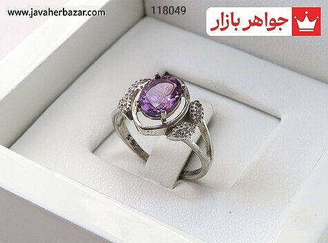 انگشتر نقره آمتیست طرح سروناز زنانه - 118049
