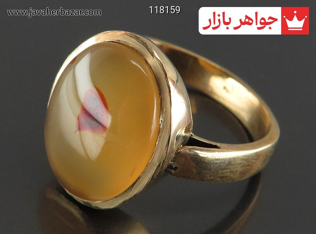 انگشتر طلاروس عقیق یمنی نارنجی سایز 67 63 مردانه