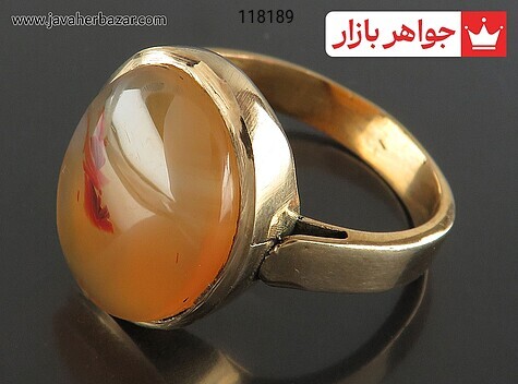 انگشتر طلاروس عقیق یمنی زرد چشم نظرکلاسیک سایز 63 مردانه