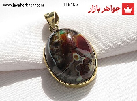 مدال طلاروس عقیق سیاه سلیمانی چند رنگ - 118406