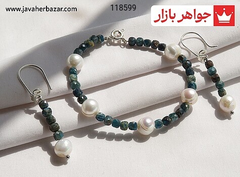 سرویس سنگی نقره مروارید و آپاتیت طرح مارال - 118599