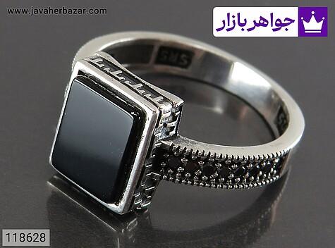 انگشتر نقره عقیق سیاه مردانه میکروستینگ - 118628