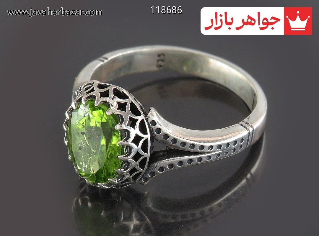 انگشتر نقره زبرجد زیبا مردانه