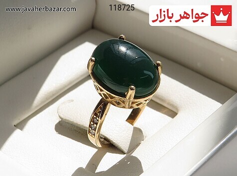 انگشتر برنج عقیق سبز سایز 52 زنانه - 118725
