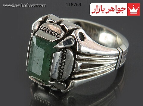 انگشتر نقره زمرد زامبیا زیبا مردانه - 118769