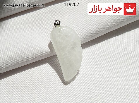 گردنبند سنگ ماه تولد شهریور مدال کوارتز سفید طرح بال فرشته - 119202