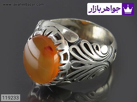 انگشتر نقره عقیق یمنی نارنجی خوشرنگ مردانه - 119233