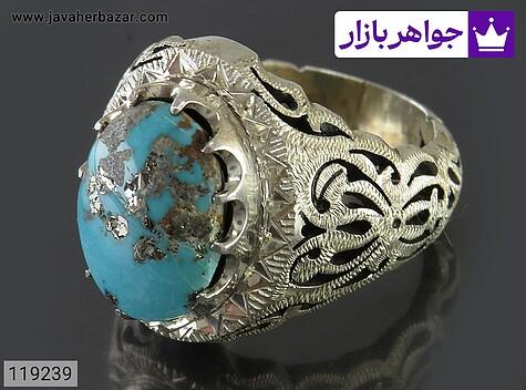 انگشتر نقره فیروزه نیشابوری خوش طبع مردانه - 119239