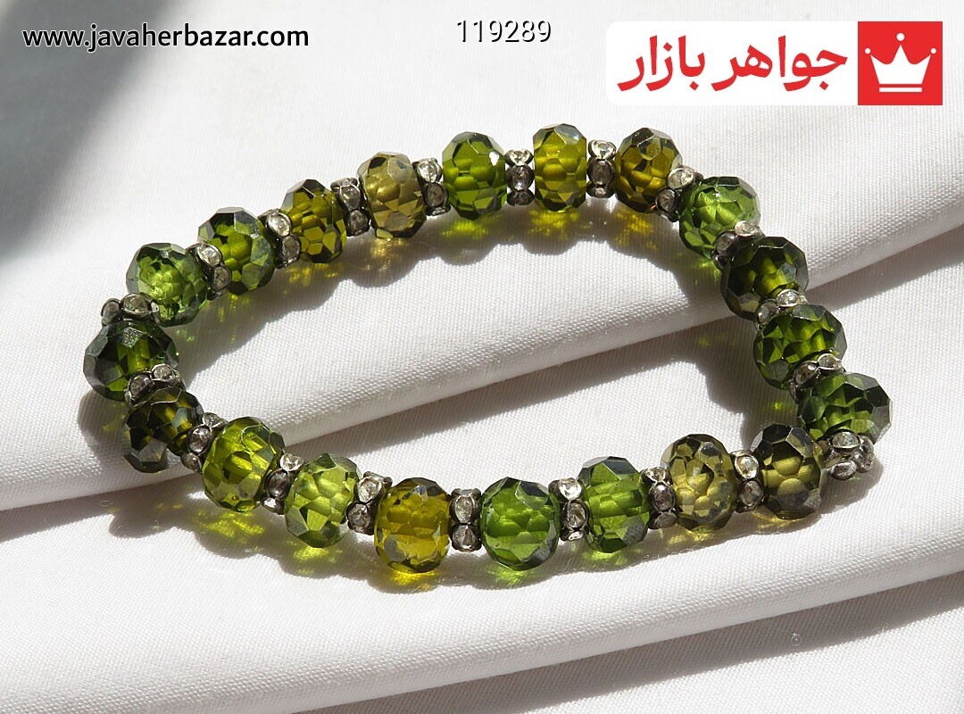 دستبند سنگی سنتاتیک سبز زنانه
