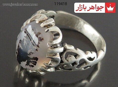 انگشتر نقره عقیق شجر زیبا مردانه - 119418