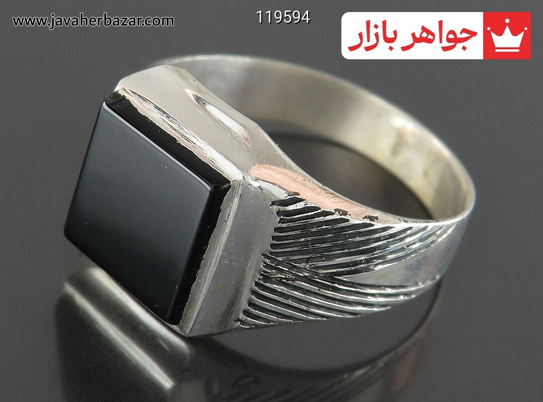 انگشتر نقره عقیق سیاه مردانه به همراه حرز امام جواد