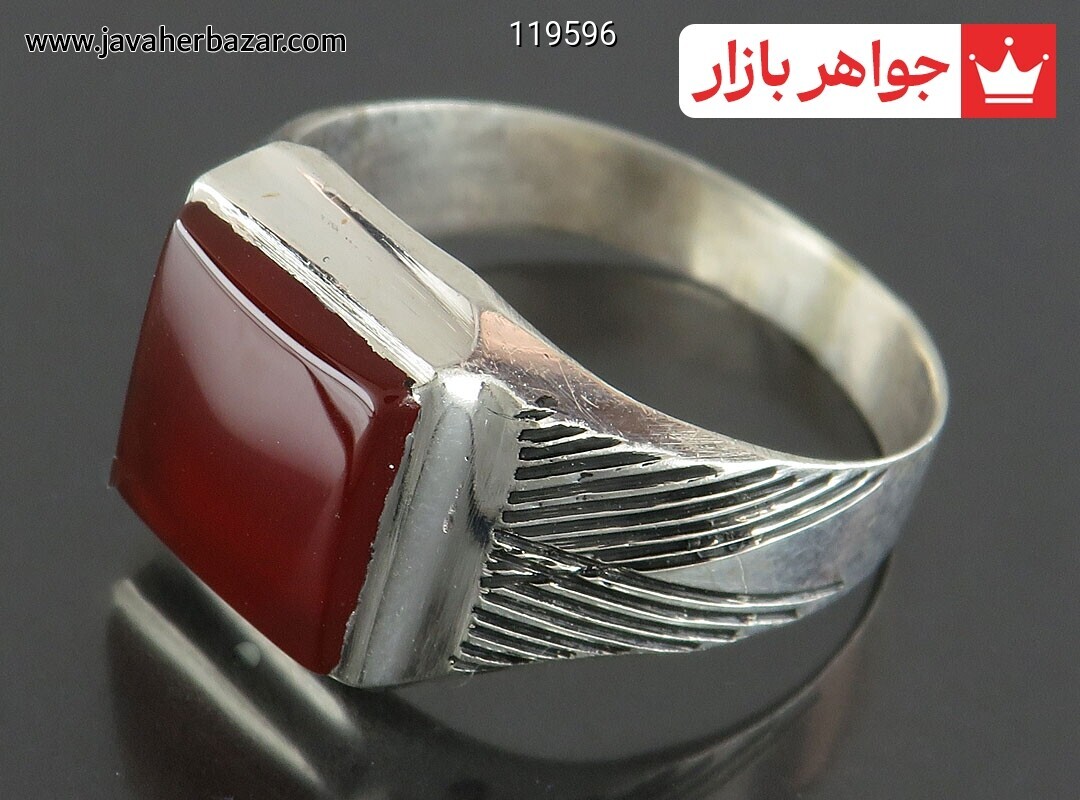 انگشتر نقره عقیق مردانه به همراه حرز امام جواد