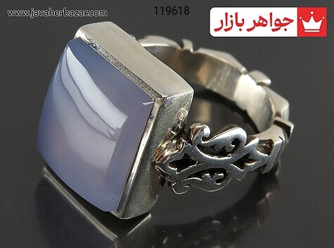 انگشتر نقره عقیق یمنی کبود بی نظیر مردانه - 119618