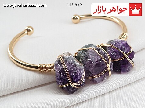 دستبند استیل آمتیست راف خوش رنگ فری سایز - 119673