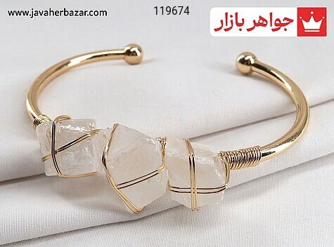 دستبند کوارتز دستبند کوارتز تراش طبیعی زیبا فری سایز - 119674