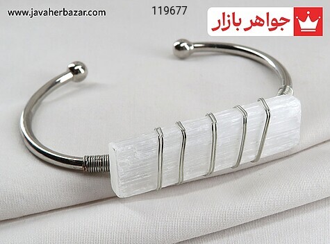 دستبند استیل دستبند استیل چشم گربه طبیعی یا سلنایت فری سایز - 119677