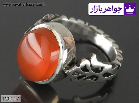 انگشتر عقیق یمنی نارنجی مردانه انگشتر نقره عقیق یمنی نارنجی فاخر مردانه دست ساز - 120017