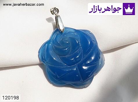 مدال عقیق آبی به شکل گل رز - 120198
