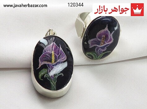 سرویس نقره عقیق انگشتر مدال نگار گری لوکس دست ساز - 120344