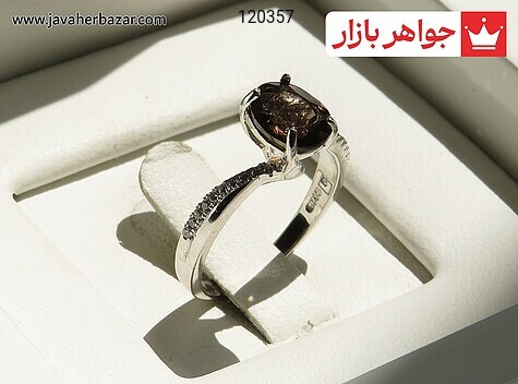 انگشتر نقره کوارتز دودی طرح سپیده زنانه - 120357