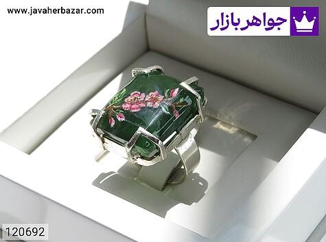 انگشتر نقره یشم هندی نگارگری باشکوه زنانه دست ساز - 120692