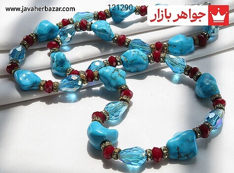 سینه ریز فیروزه فیروزه تبتی وکریستال - 121290