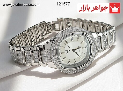 ساعت مچی نقره لاکچری نگین دار مردانه - 121577