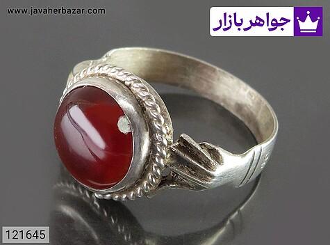 انگشتر عقیق مردانه انگشتر نقره عقیق طرح دست دلبر مردانه - 121645