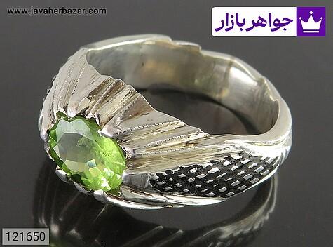 انگشتر نقره زبرجد الماس تراش مردانه - 121650