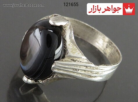 انگشتر نقره عقیق سیاه سلیمانی مردانه - 121655