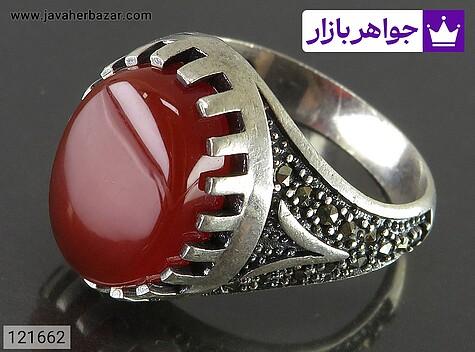 انگشتر عقیق مردانه انگشتر نقره عقیق اسپرت دورچنگ مردانه - 121662