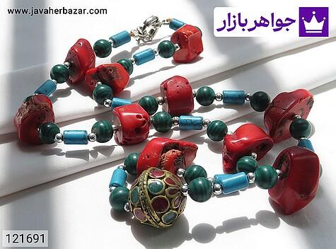 سینه ریز مرجان فیروزه سنتاتیک مالاکیت سنتاتیک - 121691