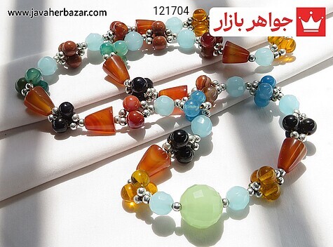 سینه ریز دلربا و جید و عقیق کله قندی سه نخ طرح کیمیا - 121704