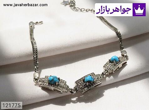 دستبند نقره فیروزه نیشابوری زیبا زنانه - 121775