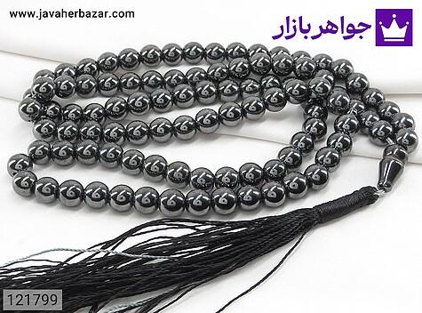 تسبیح حدید صینی سیاه تسبیح سنگ حدید صینی درشت تراش گرد 101 دانه - 121799