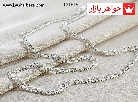 زنجیر نقره 49 سانتی کارتیر دوبل - 121819