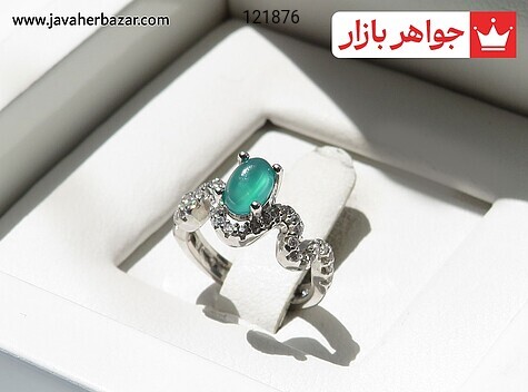 انگشتر نقره عقیق سبز مارپیچ نهایت تا سایز48 بچه گانه - 121876