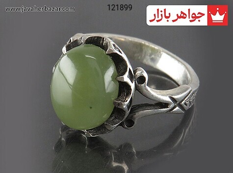 انگشتر نقره یشم یمن خوشرنگ مردانه - 121899